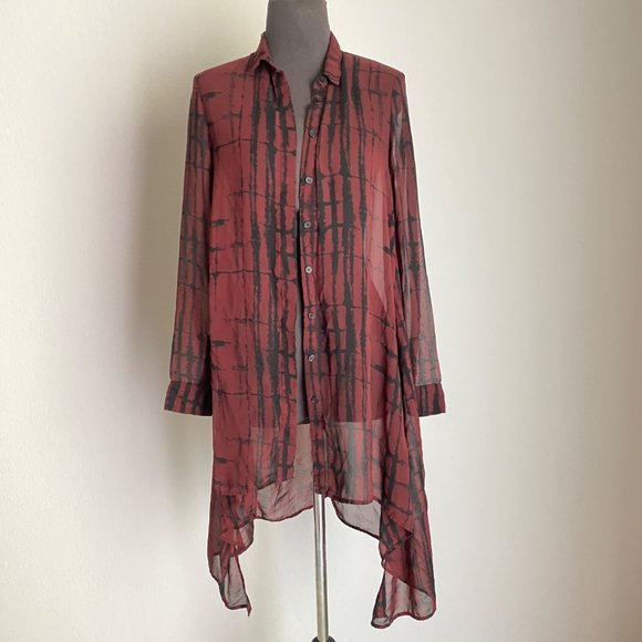 H&M Dresses & Skirts - H&M Divided sz 4 Long sleeve asymmetrical flared tunic coverup button duster she